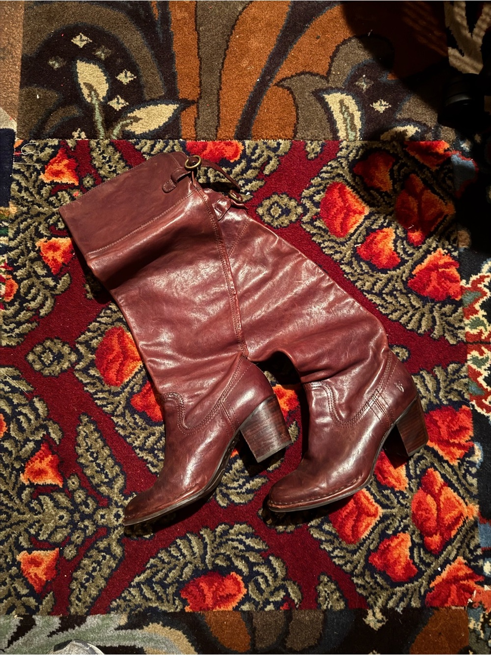OTK Frye Tall Burgundy Leather Riding Boots 7.5 Lucinda Slouch